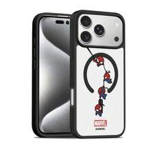 Miniso Marvel 蜘蛛人卡通磁吸 MagSafe 保護殼，適用於 iPhone 17/17 Pro Max/16/17 Pro/15/14/16 Plus/17 Air/13/15 Pro/12/15 Plus，適合學生使用，防摔硬殼，兼容 Apple 設備 - 黑色 - 查看 4