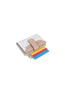 CHARM INFINITE Macaron Color Patchwork Wildflower Mini Trifold Wallet Leaf Snap Button Zipper Coin Purse Card Holder For Women,Clutch Bag For Women - Multicolor - View 8
