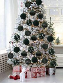 12pcs Christmas Ball Ornaments, Christmas Hanging Decorations For Holiday Party, Winter Atmosphere Decor, Christmas Party Decoration Gift - 4cm Dark Green Christmas Ball - View 2