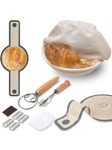 9-Inch Round Proofing Basket, Bread Lame, Strap, Dough Whisk - Sourdough Bread Baking Supplies, Sourdough Proofing Set - Multicolor - View 8