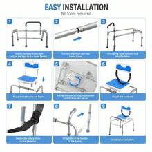 Sliding Shower Chair, 400 Lbs Tub Transfer Bench For Bathtub With Swivel Seat, Padded Shower Bench With Arms And Backrest, Height Adjustable For Handicap, Adults, Seniors, Elderly And Disabled-XY399838 - Multicolor - View 5