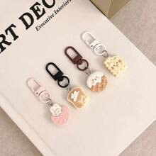 Cartoon Cute Snack Cookie Animal Pink Rabbit Keychain, Kindergarten Kids Pendant, Phone Charm, Simple Car Key Chain, Earphone Phone Charm Decoration Gift - Multicolor - View 2