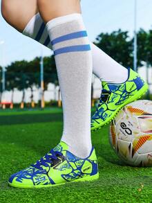 Kids' Fashion Football Shoes With Studs For Artificial Grass, Low-Top Campus Soccer Shoes For Students, Suitable For Small And Large Fields, Sports Shoes - Green - View 4