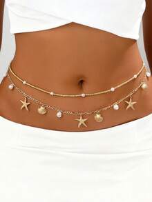 1pc Star Street Copper Alloy Summer Beach Versatile Necklace - Gold - View 2