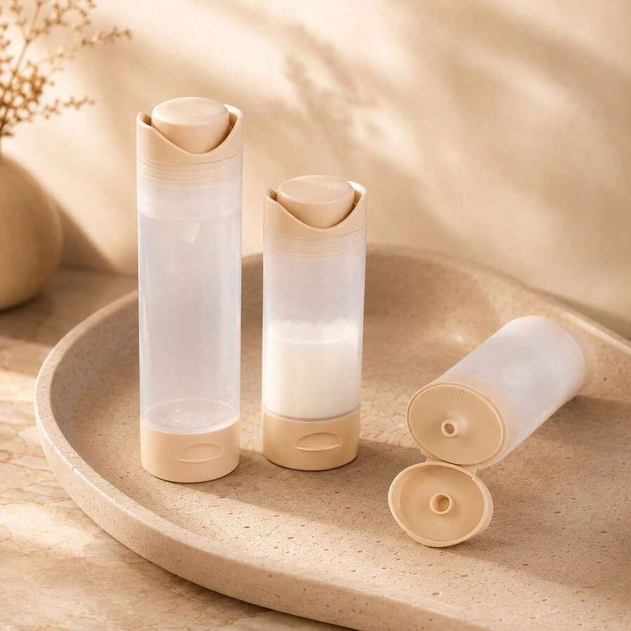 1/2 buah Botol Dispenser Perjalanan Isi Ulang, Wadah Cairan Portabel Anti Bocor, Cocok untuk Sampo, Losion, Tabir Surya, dan Kosmetik, Perlengkapan Perjalanan