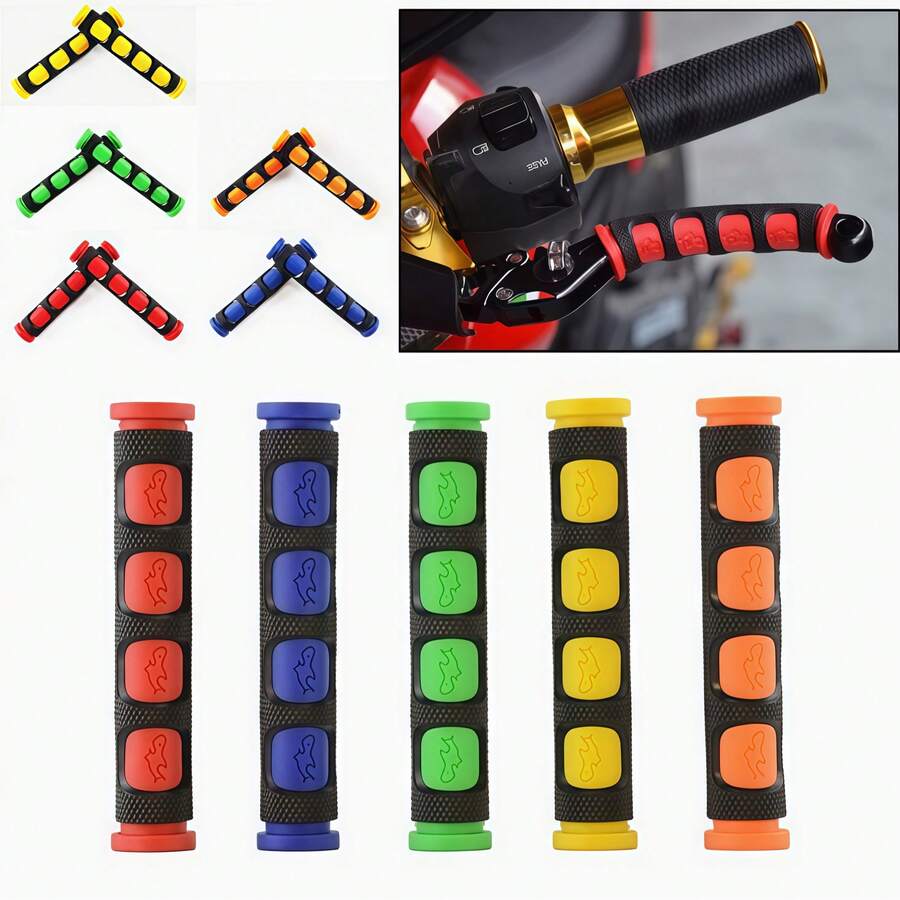 2 pièces poignées de guidon en caoutchouc pour moto tout-terrain, modification Bull Horn, style Ghost Fire, manchons universels antidérapants pour frein et embrayage de véhicule électrique