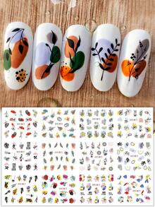 SWEET TREND 2 Peças Adesivos de Arte de Unhas com Plantas Florais em Aquarela Grandes, Decalques de Unhas com Transferência de Água, Adesivos de Unhas com Flores e Folhas Minimalistas com Transferência de Água, Suprimentos de Decoração de Unhas DIY - Multicolorido - Visão 8