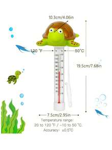 Termometer Kolam Renang Apung Bentuk Kura-kura Ukuran Besar yang Mudah Dibaca, Desain Hewan Lucu, Cocok untuk Kolam Renang Dalam/Luar Ruangan, Bak Mandi Air Panas, Spa, dan Akuarium, Termometer Minyak Putih, Tanpa Baterai - A - View 5