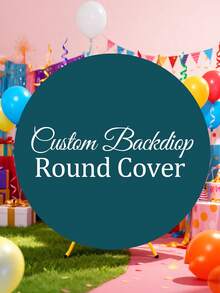 Fondo redondo personalizable (soporte no incluido), patrón/logo/texto imprimible, duradero, adecuado para bodas, fiestas de cumpleaños, bautizos, accesorios de fotomatón y decoraciones de fiesta, diseño redondo moderno, textura suave, fondo redondo - Multicolor - Ver 4