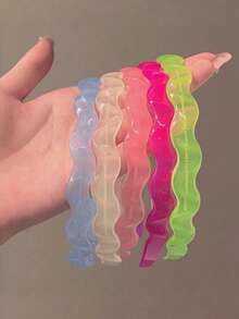 1/5pcs Random Candy Color Wavy Hair Hoop, Non-Slip Toothed Headband, Minimalist Style Daily Hair Accessory, Cute Hair Hoop, Suitable For Parties - Multicolor - View 8