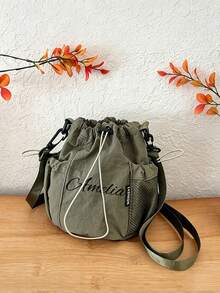Custom Nylon Casual Crossbody Bag For Women, Fashionable Drawstring Bucket Bag, Versatile Phone Pouch For Outings, Functional Drawstring Bucket Bag - Multicolor - View 3