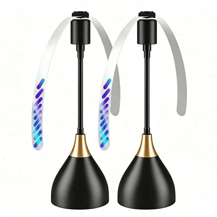 2pcs Black Desktop Fly Fan, Suitable For Desktop And Outdoor Food, Quiet Portable Outdoor Picnic Fan, Suitable For Restaurant, Party, Kitchen, BBQ, Soft Blades, Fly Repellent, (Battery Not Included) - Multicolor - View 1
