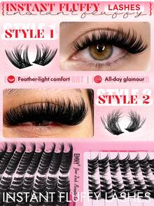 384 قطعة كتاب رموش D Curl Cluster، رموش عين الثعلب بأسلوبين، رموش كثيفة DIY، رموش صناعية، رموش عين القطة، رموش فردية، رموش صناعية مقاومة للماء وطويلة الأمد للاستخدام الذاتي والمكياج اليومي - D - مشاهدة 5