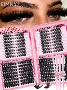 384 قطعة كتاب رموش D Curl Cluster، رموش عين الثعلب بأسلوبين، رموش كثيفة DIY، رموش صناعية، رموش عين القطة، رموش فردية، رموش صناعية مقاومة للماء وطويلة الأمد للاستخدام الذاتي والمكياج اليومي - D - مشاهدة 9