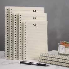1 pieza Cuaderno de estudiante de 80 páginas con diseño simple, disponible en tamaños A5/B5/A4 y con líneas horizontales, cuaderno portátil moderno con encuadernación de alambre, útiles escolares para la vuelta a la escuela - transparente - Ver 12