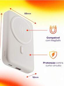 Power Bank por Indução 10.000 mAh com Suporte Dobrável Geonav - Off White - Damasco - Visão 6