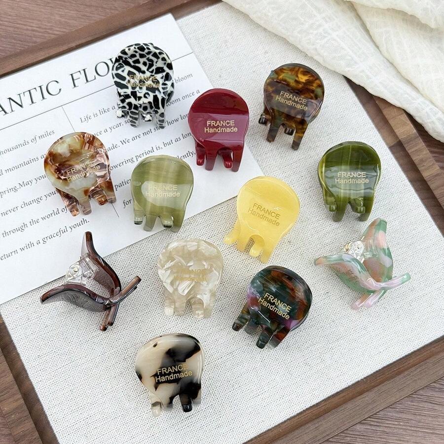 2pcs Cute Mini Small Acetate Hair Claw Clips For Women, Side Bangs Hair Clips, Loose Hair Clips, Princess Hair Accessories - Multicolor - View 1
