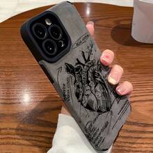 [Envío en 24h desde España] Funda de teléfono: Funda de PU de lujo con anatomía de corazón gris para iPhone 17/16 Pro Max/15/14 Plus/13/12/11 - Resistente a golpes, resistente a caídas, funda protectora duradera para entusiastas de la medicina y el arte. - Color de la imagen 1 pieza - Ver 6