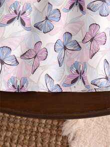 Autumn/Winter Butterfly & Floral Element Patchwork Bow Decor Long Sleeve Dress For Baby Girls - Multicolor - View 5