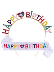 1件/2件/1套 時尚彩色 HAPPY BIRTHDAY 字母髮箍 生日派對肩帶式髮箍套組 - 彩色 - 查看 7