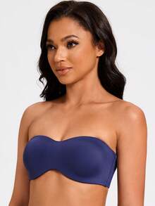 MELENECA Women's Strapless Bra For Large Bust Minimizer Unlined Bandeau With Underwire - Blue - View 5