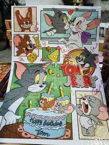Warner Bros 1000片正版「Tom And Jerry」卡通拼圖，可愛圖案（可搭配相框），適用於DIY紓壓、居家裝飾教育遊戲禮物，適合成人與青少年 - 彩色 - 查看 8
