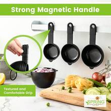 Spring Chef Magnetic Measuring Cups And Spoons Set Of 9, Nesting Kitchen Tool With Easy To Read Markings For Measuring Dry Or Liquid Ingredient, , Black - ColorA - View 2
