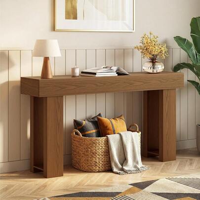 63 Inch Console Table, Narrow Long Sofa Table Behind The Couch, Farmhouse Wood Entryway Table For Entrance, Hallway, Living Room, Foyer, Easy Assembly, Dark Brown
