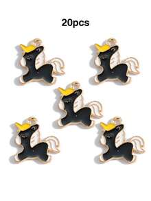 20pcs Multi-Color Cartoon Cat, Dog, Horse Oil Drip Pendant DIY Alloy Jewelry Accessories Necklace Bracelet Decorative Charms - 20pcs - View 8