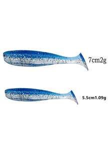 40pcs Multi-Color T-Tail Soft Lures, 5.5cm & 7cm Two Sizes, Bionic Small Fish Artificial Bait, Freshwater & Saltwater Fishing, Suitable For Amur, Bass, Mandarin Fish - Multicolor - View 3