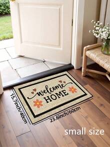 1pc Welcome Heart Flower Pattern Door Mat, Simple Style Non-Slip Mat, Machine Washable Polyester Fiber Door Mat, Suitable For Kitchen, Living Room, Bedroom, Entrance, Home Decor, Room Decor, All Seasons - White - View 11