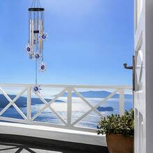 1pc Metal Wind Chime With Blue Evil Eye Design, Perfect For Home Decor, Mother's Day Gift, Or Enhancing The Beauty Of Balcony, Patio And Garden - Style 2 - View 7