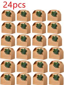 1/6/12/24 buah Kotak Hadiah Kertas Kraft, Motif Daun Palem, Dengan Pegangan Portabel, Cocok Untuk Permen, Kue, Camilan, dll., Untuk Pesta Lajang, Pesta Pernikahan, Pernikahan, Kotak Hadiah Ucapan Terima Kasih Tamu, Wadah Hadiah Pesta Tema Hutan Tropis Luar Ruangan - kotak kertas kraft - View 10