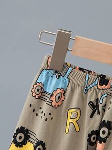 3 Sets Baby Boy Long Sleeve Pajamas Long Pants Set, Cartoon Excavator Dinosaur Pattern Home Wear - Multicolor - View 9