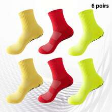 1/3/6 Pairs Non-Slip Football Socks With Grip Dots, Shock-Absorbing, Wear-Resistant, Thickened, Breathable Sports Football Socks - Multicolor - View 16