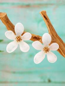 1 Pair Fashionable Green Floral Earrings, Natural Forest Style, Suitable For Daily Wear And Travel Photography - Green - View 9