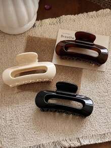 3pcs/1pc Women's White Black Brown Atmosphere Large Lightweight Plastic Hair Claw Clip Fashion Versatile High-End Elegant Elegant Minimalist Solid Color Hair Accessory Suitable For Daily Wear Outing Casual Party Commute Beach Vacation Hair Styling Ponytail Hair Bun Washing Face Bathing Makeup Outfit Matching Hair Clip - Multicolor - View 8