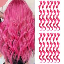 12/16 Pcs Ekstensi Rambut Berwarna Keriting Bergelombang Jepit Rambut Sintetis, Rambut Sorotan Warna untuk Pesta, Rambut Bergaris untuk Wanita, Anak Perempuan, Dewasa, Hadiah Cosplay - MultiWarna - View 9