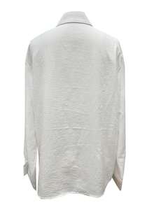 Women's Elegant Casual Turn-Down Collar Solid Color Long Sleeve Shirt With Colorful Embroidery Design, Versatile For , And Artistic Style White - White - View 6