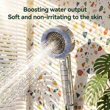 4-Mode Handheld Shower Head With PVC Hose | High-Pressure Spray Gun, One-Touch Stop, Built-In Filter & Silicone Massage Bristles – Silver Finish - sliver-1pc - View 3