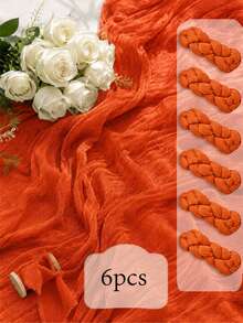 Orange Cheesecloth Table Runner, Boho Rustic Crinkle Gauze Table Decor, Soft Sheer Fabric With Flowing Drape, Elegant Centerpiece For Wedding Party Bridal Shower Birthday Dinner Holiday Table Outdoor Picnic Chair Decor Home Dining - A - View 12