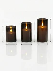 1/2/3 piezas Velas parpadeantes, sin llama, alimentadas por batería, con control remoto, función de temporizador, adecuadas para el hogar, la granja, el baño - negro - Ver 9