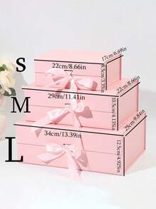 1pc Ribbon Gift Box, Foldable, Magnetic Closure, Wedding Gift Box, Bridesmaid Personalized Name Gift Box, Ribbon Gift Box With Lid, Can Be Paired With Bridesmaid Gift Box, Also Suitable For Birthday, Valentine's Day, Bridal Gift, Perfect Choice For Wedding, Birthday Or Any Occasion - Multicolor - View 4