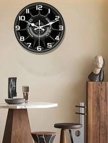 1pc Wooden Silent Wall Clock | 2D Printed Racing Wheel Design, Modern Luxury Style, Suitable For Living Room, Kitchen, Office Decoration, Battery Powered (AA Batteries Not Included), 25.4-40.64 Cm Options - A - View 2
