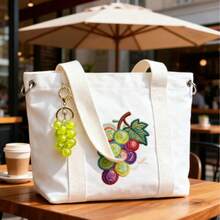 1 Peça Novo Pingente de Uva Transparente com Contas, Chaveiro Criativo para Bolsa, Presente, Acessório Decorativo, Decoração de Fruta, Corrente de Bolsa, Clipe de Bolsa, Pingente de Cacho de Uva Roxo e Verde, Novo Presente Criativo INS para Decoração de Mochila de Estudante - Multicolorido - Visão 4