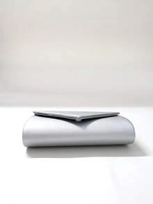 LJDCRFT Chic And Minimalist Envelope Evening Bag With Metal Trim Decoration, A Stylish Accessory For Weddings, Proms, And Parties. - Silver - View 7