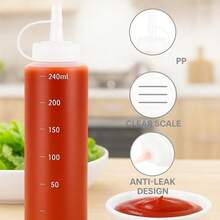 Set di 6 flaconi dosatori in plastica da 240 ml, a prova di perdite, ideali per salse piccanti e oli. - Bianco - Visualizzare 5