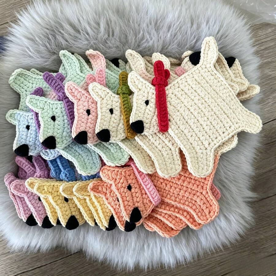 Handmade Crochet Dog Coaster, 4-Ply Milk Cotton Cute Animal Insulation Pad, Finished Product Not Kit - A - View 1