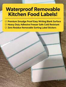 100 piezas Etiquetas de alimentos en blanco impermeables y removibles para congelador, cocina, despensa y frascos - 70*20 mm - Ver 2
