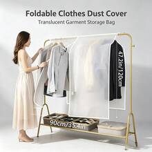1 Peça Capa Transparente para Cabide, Protetor de Pendurar Minimalista de Plástico PEVA Estreito à Prova de Poeira com Cobertura Total Visível, Bolsa de Armazenamento à Prova de Poeira para Pendurar Terno, Casaco e Jaqueta no Guarda-Roupa para Casa - translúcido - Visão 1